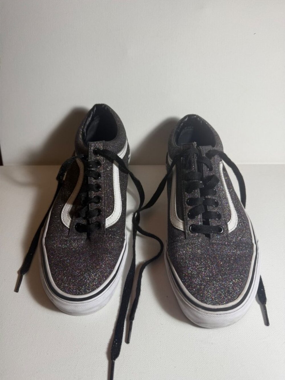 Vans Rainbow Black Glitter Sneakers Womens 9.5 Mens 8 Low Top VN0A38G1Q7E